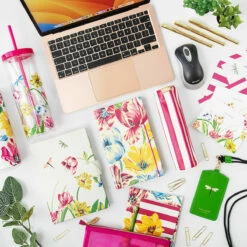 Kate Spade New York Dragonflies And Tulips Acrylic Tumbler with Straw - Stylish Travel Mug -Campus Gifts Sales lifeguard press kate spade dragonflies and tulips lifestyle 1 3