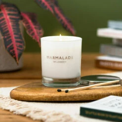 Marmalade Of London Prosecco & Juniper 230g Luxury Glass Soy Candle | New In -Campus Gifts Sales marmalade 230g luxury glass candle lifestyle 3 1 3