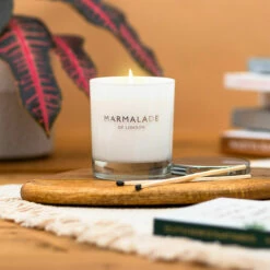 Marmalade Of London Bergamot & Soft Rose 230g Luxury Glass Soy Candle - New In -Campus Gifts Sales marmalade 230g luxury glass candle lifestyle 4