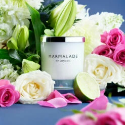 Marmalade Of London Bergamot & Soft Rose 230g Luxury Glass Soy Candle - New In -Campus Gifts Sales marmalade of london 11715 bergamot soft rose 230g luxury glass candle lifestyle 1