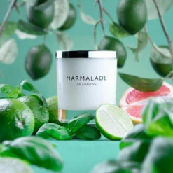 Marmalade Of London Tuscan Lime & Basil 230g Luxury Glass Soy Candle | New In -Campus Gifts Sales marmalade of london 12170 tuscan lime basil 230g luxury glass candle lifestyle 1
