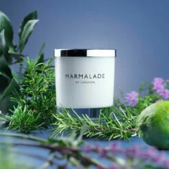 Marmalade Of London English Rosemary & Patchouli 230g Luxury Glass Soy Candle | New In -Campus Gifts Sales marmalade of london 12811 english rosemary patchouli 230g luxury glass candle lifestyle 1