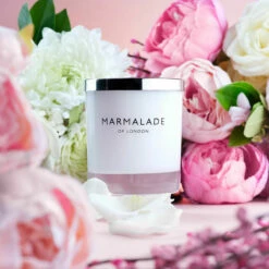 Marmalade Of London Peony Blossom 230g Luxury Glass Soy Candle | New In -Campus Gifts Sales marmalade of london 14051 peony blossom 230g luxury glass candle lifestyle 1