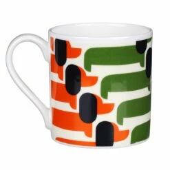 Orla Kiely Orange Sausage Dog Large Mug - Unique Designer Ceramic Mug -Campus Gifts Sales mclaggan orla kiely msqok107 sausage dog dachsund orange large mug 18 copy