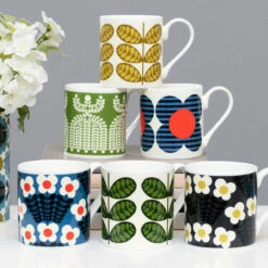 Orla Kiely Grey Bunch of Stems Large Mug - Stylish & Durable Ceramic Mug -Campus Gifts Sales mclaggan orla kiely mugs collection nov2021 lifestyle 4