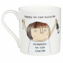 Rosie Made A Thing Prosecco On The Inside Mug - Humorous Ceramic Coffee Cup -Campus Gifts Sales mclaggan rosie made a thing qrh26 prosecco on the inside mug 02