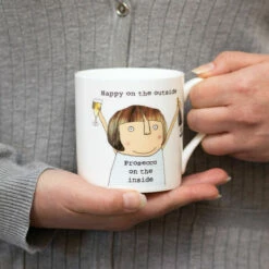 Rosie Made A Thing Prosecco On The Inside Mug - Humorous Ceramic Coffee Cup -Campus Gifts Sales mclaggan rosie made a thing qrh26 prosecco on the inside mug lifestyle 01 1