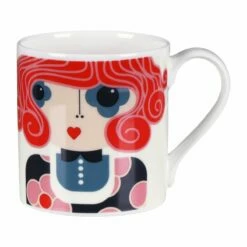 Orla Kiely Dee Dee Red Large Mug - Stylish Ceramic Coffee Mug