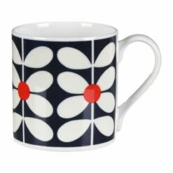 Orla Kiely 60’s Stem Navy Large Mug - Retro Design Ceramic Coffee Cup