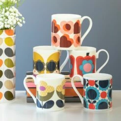 Orla Kiely Pink ‘Love’ Large Mug - Stylish & Durable Ceramic Mug -Campus Gifts Sales mclaggan smith orla kiely mugs range shot 1 4