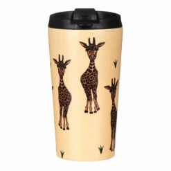Eco Chic Beige Giraffe Stainless Steel Travel Coffee Cup - Insulated & Leak-Proof