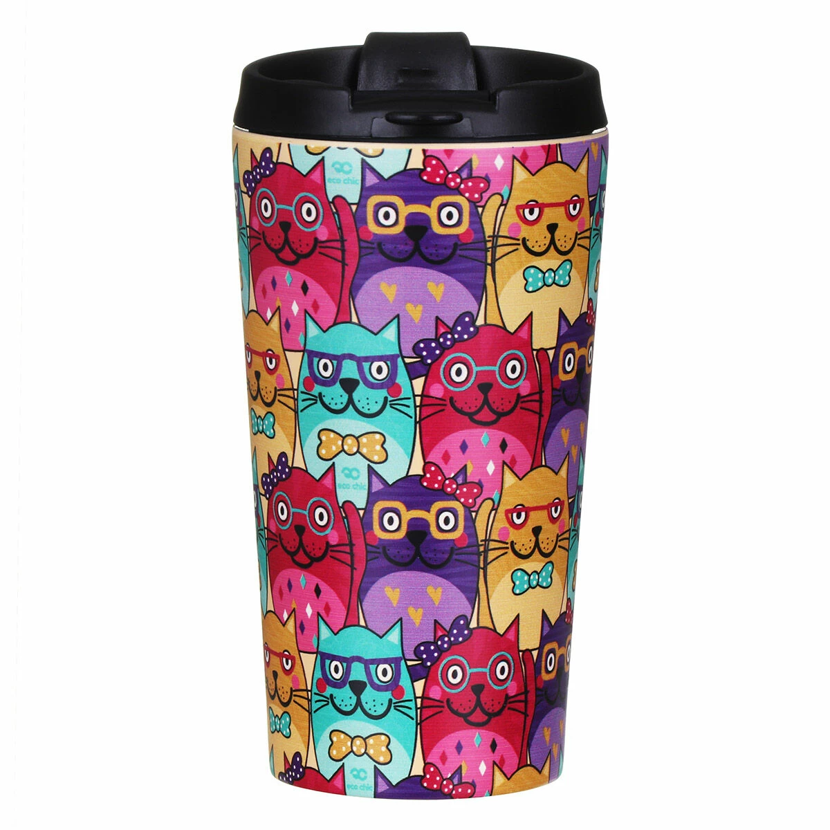 Eco Chic Cats With Glasses Stainless Steel Travel Coffee Cup 2 Eco Chic Cats With Glasses Stainless Steel Travel Coffee Cup