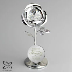 Personalised ‘Forever In Our Hearts’ Crystocraft Rose Ornament - Memorial Keepsake