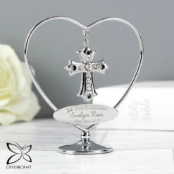 Personalised 1st Holy Communion Crystocraft Cross Ornament – Unique Keepsake Gift