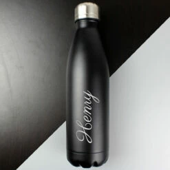 Personalised Black Metal Insulated Drinks Bottle - Keep Your Beverages Hot or Cold -Campus Gifts Sales p0104l58 3