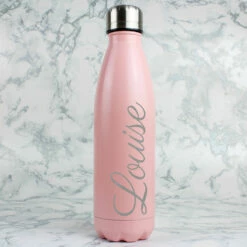 Personalised Pink Metal Insulated Drinks Bottle - Eco-Friendly & Customisable -Campus Gifts Sales p0104l63
