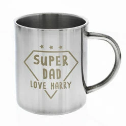 Personalised Super Dad Stainless Steel Mug - Custom Engraved Gift for Father's Day -Campus Gifts Sales p0104m27 personalised super dad stainless steel mug 2