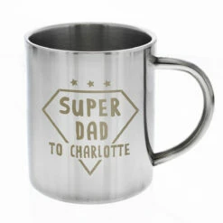 Personalised Super Dad Stainless Steel Mug - Custom Engraved Gift for Father's Day -Campus Gifts Sales p0104m27 personalised super dad stainless steel mug 5