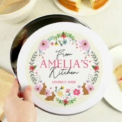 Personalised Springtime Cake Tin - Customisable Storage Solution -Campus Gifts Sales p0104m72