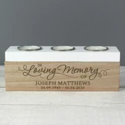 Personalised ‘In Loving Memory’ Triple Tea Light Box - Handcrafted Memorial Ornament 8 Personalised ‘In Loving Memory’ Triple Tea Light Box - Handcrafted Memorial Ornament -Campus Gifts Sales p0111c43 pmc personalised in loving memory triple tea light box 3