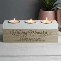 Personalised ‘In Loving Memory’ Triple Tea Light Box - Handcrafted Memorial Ornament