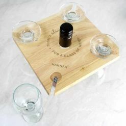 Personalised 'Time For Wine' Four Wine Glass Holder & Bottle Holder - New In -Campus Gifts Sales p0111c96 pmc personalised four wine glass holder and bottle holder 4