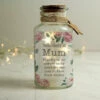 Personalised Floral Watercolour LED Glass Jar - Unique Handmade Ornament & Trinket -Campus Gifts Sales p050733 personalised floral watercolour led glass jar 1