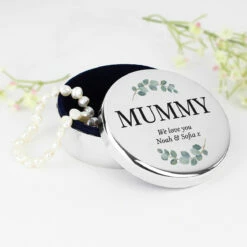 Personalised Botanical Round Trinket Box - Custom Engraved Keepsake Gift -Campus Gifts Sales p1004a12 personalised botanical round trinket box 2
