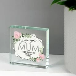Personalised Abstract Rose Large Crystal Token - Unique Ornament & Trinket Gift -Campus Gifts Sales p1007d24 pmc personalised abstract rose crystal token 1