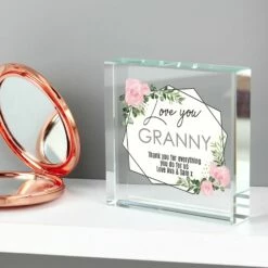 Personalised Abstract Rose Large Crystal Token - Unique Ornament & Trinket Gift -Campus Gifts Sales p1007d24 pmc personalised abstract rose crystal token 3