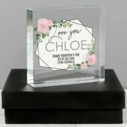 Personalised Abstract Rose Large Crystal Token - Unique Ornament & Trinket Gift