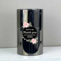 Personalised Floral Smoked Glass Jar LED Candle - Customisable Gift & Home Decor -Campus Gifts Sales p1007d45 3