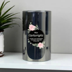 Personalised Floral Smoked Glass Jar LED Candle - Customisable Gift & Home Decor -Campus Gifts Sales p1007d45 4