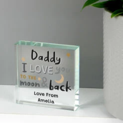 Personalised To The Moon And Back Large Crystal Token - Unique Gift Idea
