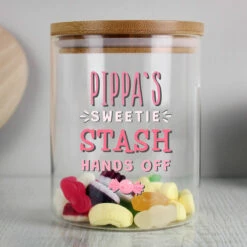 Personalised Sweetie Stash Jar | Customisable Storage Tin | UK Made -Campus Gifts Sales p1007d74 personalised sweetie stash 4