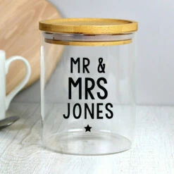 Personalised Glass Jar - Customisable Storage Solution -Campus Gifts Sales p1007d79 personalised free text glass jar with bamboo 7