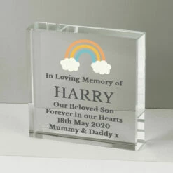 Rainbow Memorial Large Crystal Token - Elegant Ornament & Trinket