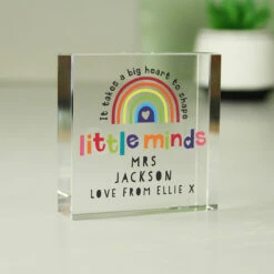 Personalised Teacher ‘Shape Little Minds’ Crystal Token | Unique Ornaments & Trinkets -Campus Gifts Sales p1007e27