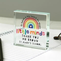 Personalised Teacher ‘Shape Little Minds’ Crystal Token | Unique Ornaments & Trinkets