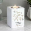 Personalised 'Light Up My Life' White Wooden Tea Light Holder | Elegant Candle Gift