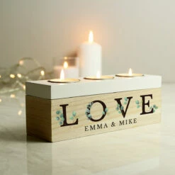Personalised ‘Love’ Botanical Triple Tealight Box | Unique Gift Idea | Tins & Storage 8 Personalised ‘Love’ Botanical Triple Tealight Box | Unique Gift Idea | Tins & Storage -Campus Gifts Sales p1011f32