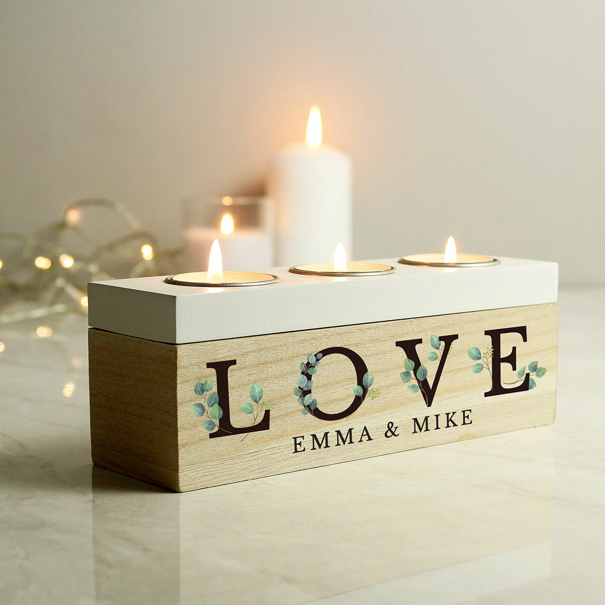 Personalised ‘Love’ Botanical Triple Tealight Box | Unique Gift Idea | Tins & Storage 5 Personalised ‘Love’ Botanical Triple Tealight Box | Unique Gift Idea | Tins & Storage - Image 3