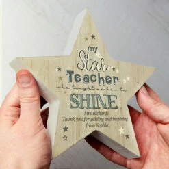 Personalised 'My Star Teacher' Rustic Wooden Star Decoration | Unique Teacher Gift -Campus Gifts Sales p1011f71