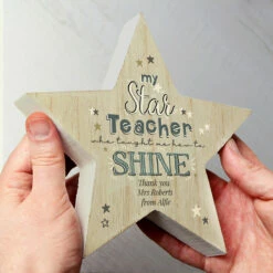 Personalised 'My Star Teacher' Rustic Wooden Star Decoration | Unique Teacher Gift