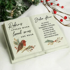 Personalised Robins Appear Memorial Book Ornament - Unique Keepsake for Loved Ones