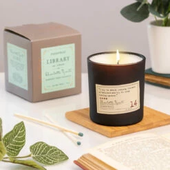 Paddywax Library 170g Charlotte Bronte Boxed Soy Candle - Elegant Home Fragrance -Campus Gifts Sales paddywax gl14eu library candle lifestyle