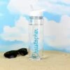 Personalised Island Water Bottle With Blue Text - Customisable & Eco-Friendly -Campus Gifts Sales peronalised memento company p103212 blue island water bottle 2