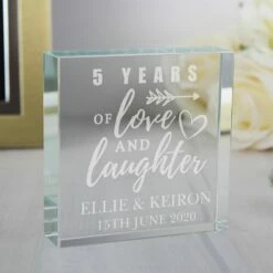 Personalised Anniversary Large Crystal Token | Unique Ornaments & Trinkets