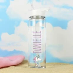 Personalised Unicorn Water Bottle - Custom Name, BPA-Free, 500ml - Ideal for Kids & Adults