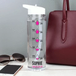 Personalised Pink Hydration Tracker Water Bottle - Eco-Friendly & Motivational -Campus Gifts Sales personalised memento company p103214 personalised pink hydration tracker water bottle 3